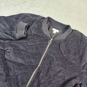 J. Jill Jacket Womens XL Gray Corduroy Quilted Bomber Full Zip Lined Pockets